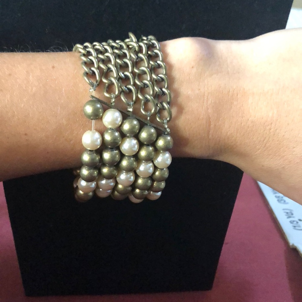 NWT fossil gold copper beaded chain bracelet